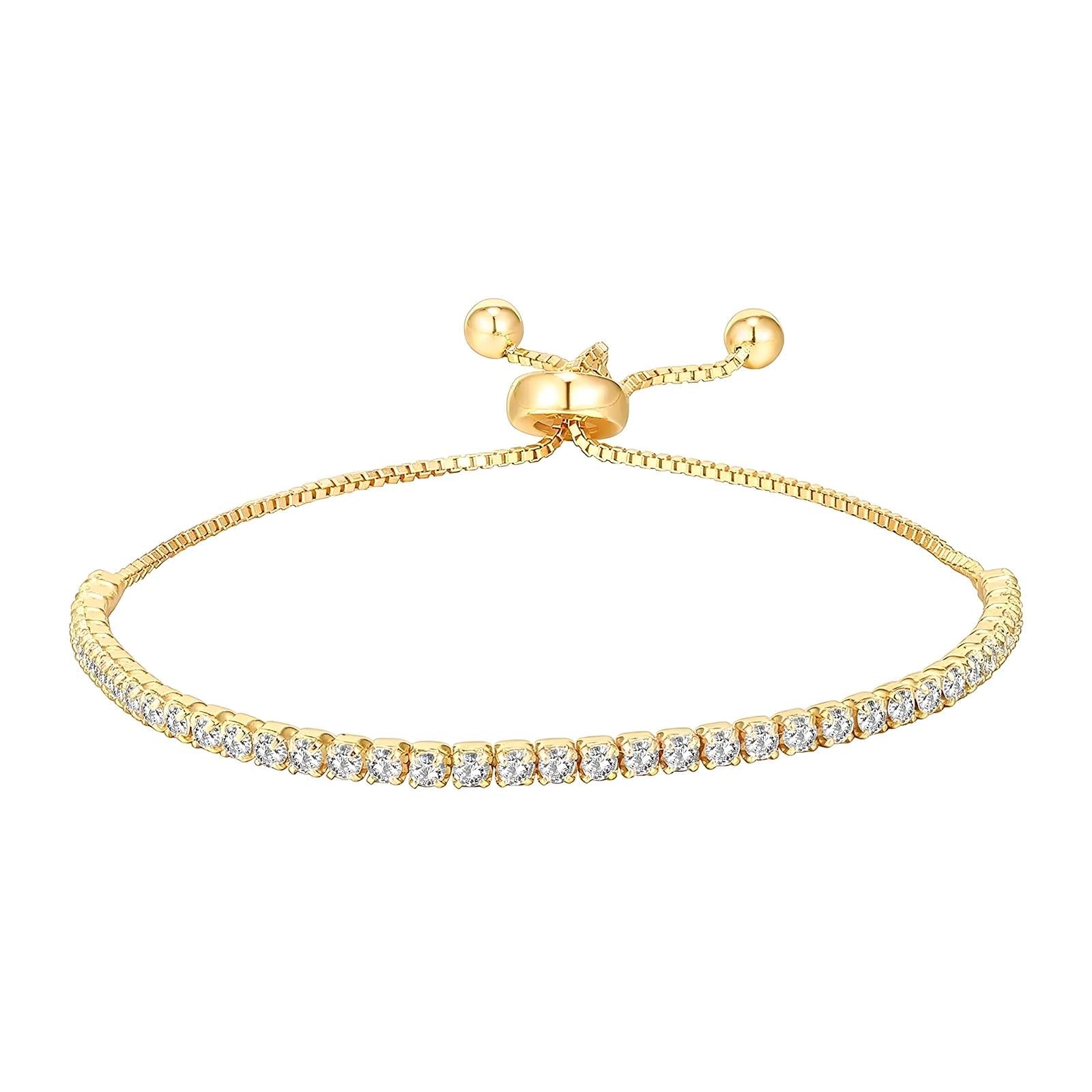 Gold - Plated Adjustable Slider Tennis Bracelet