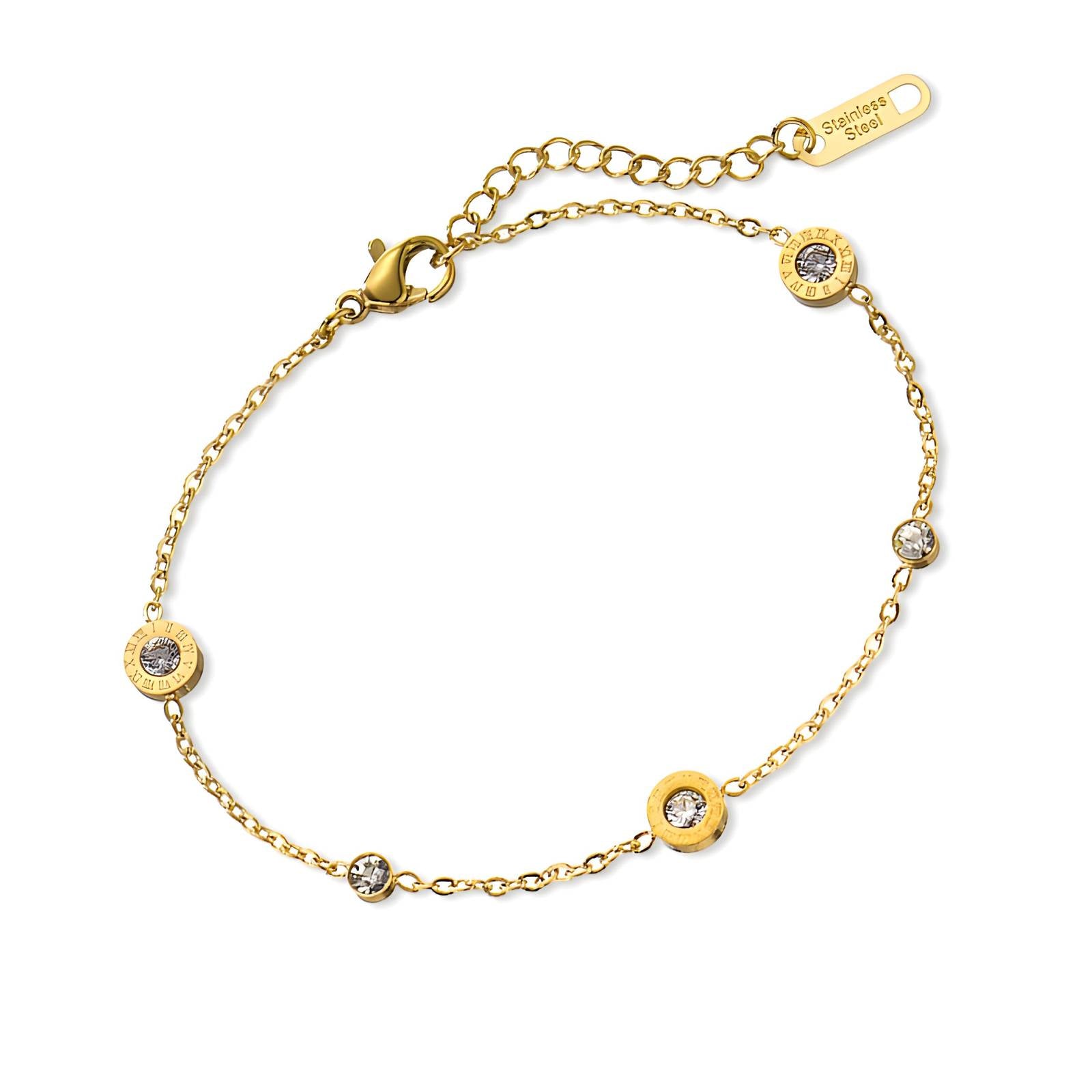 Gold-Plated Cubic Zirconia Roundels Bracelet