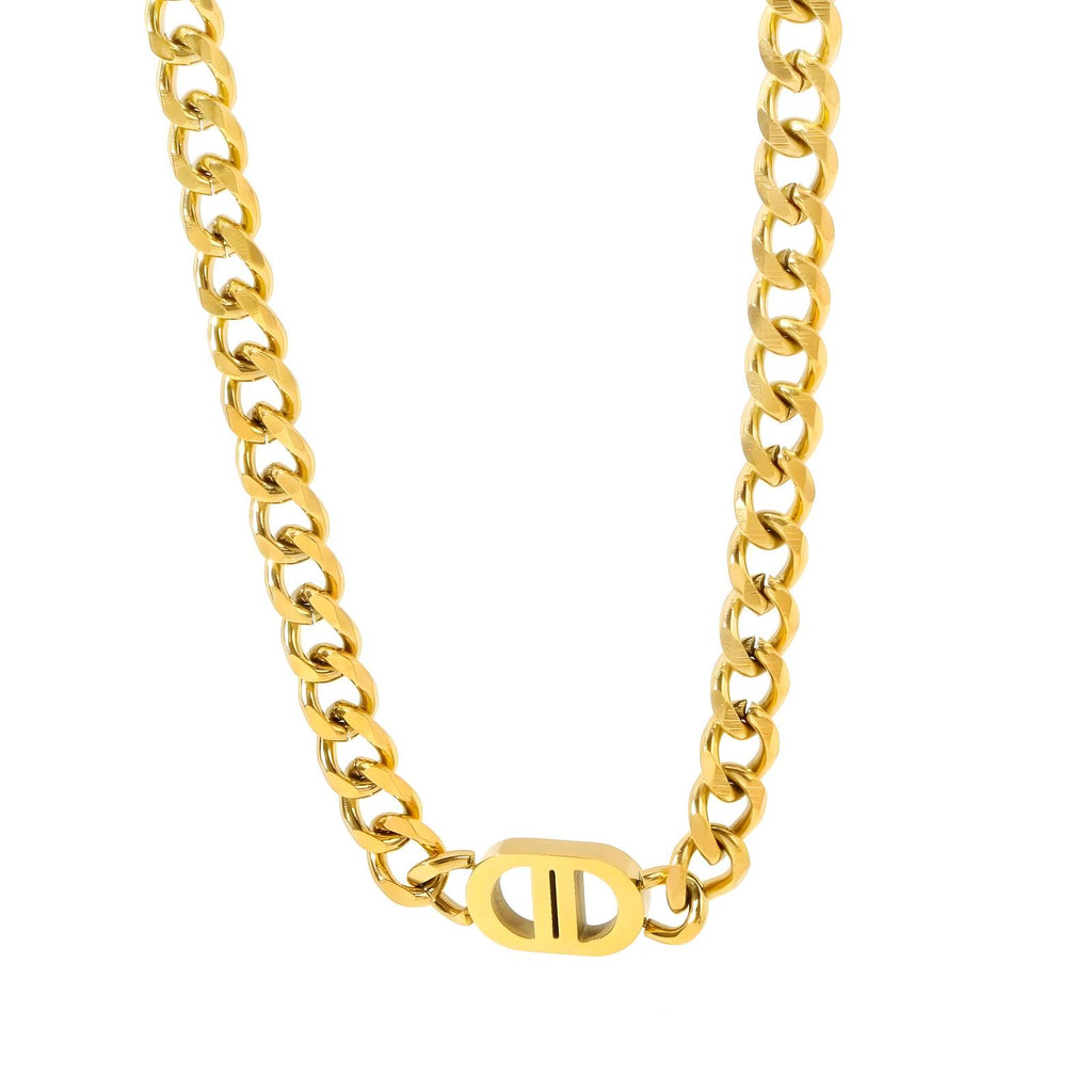 Gold Link Chain Choker Necklace