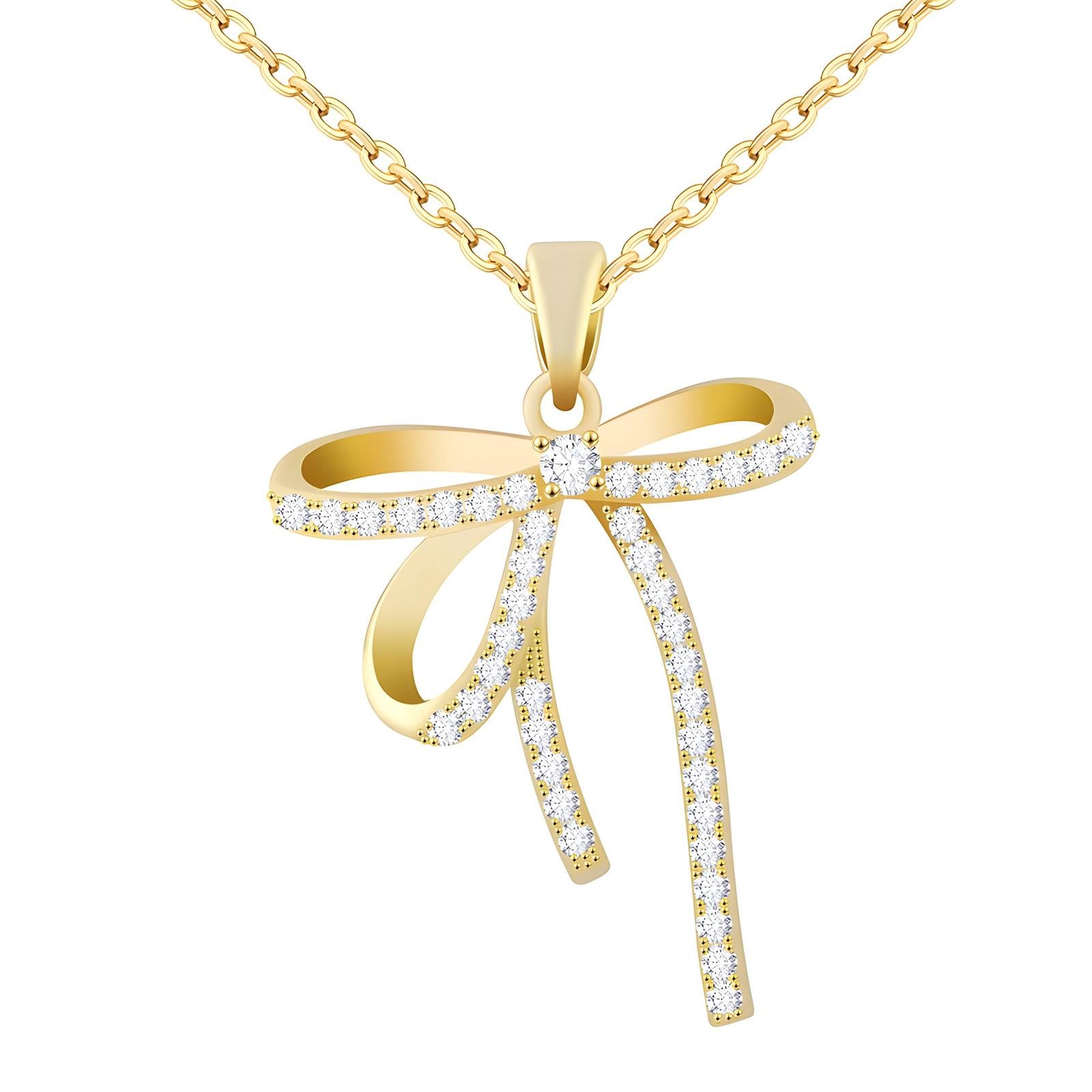 Sparkling Large Bow Pendant Necklace