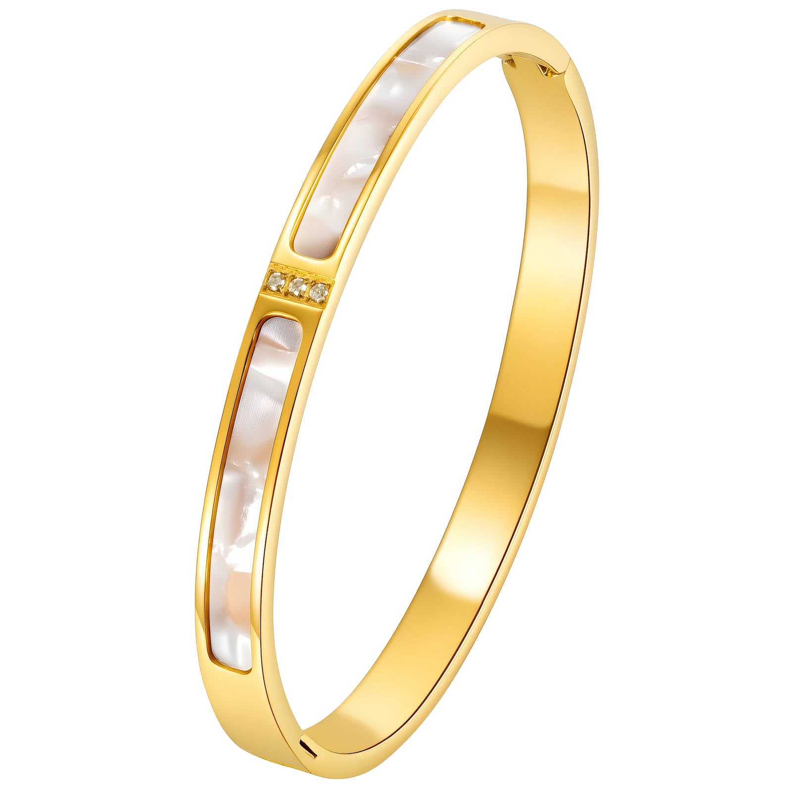 Shell Inlay Bangle Bracelet