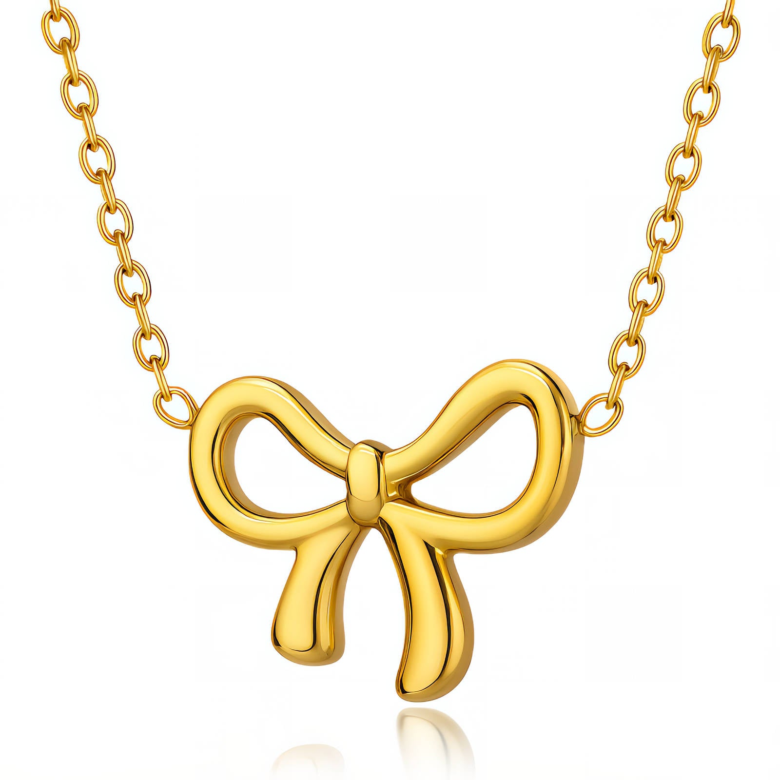 Gold-Plated Bow Pendant Necklace