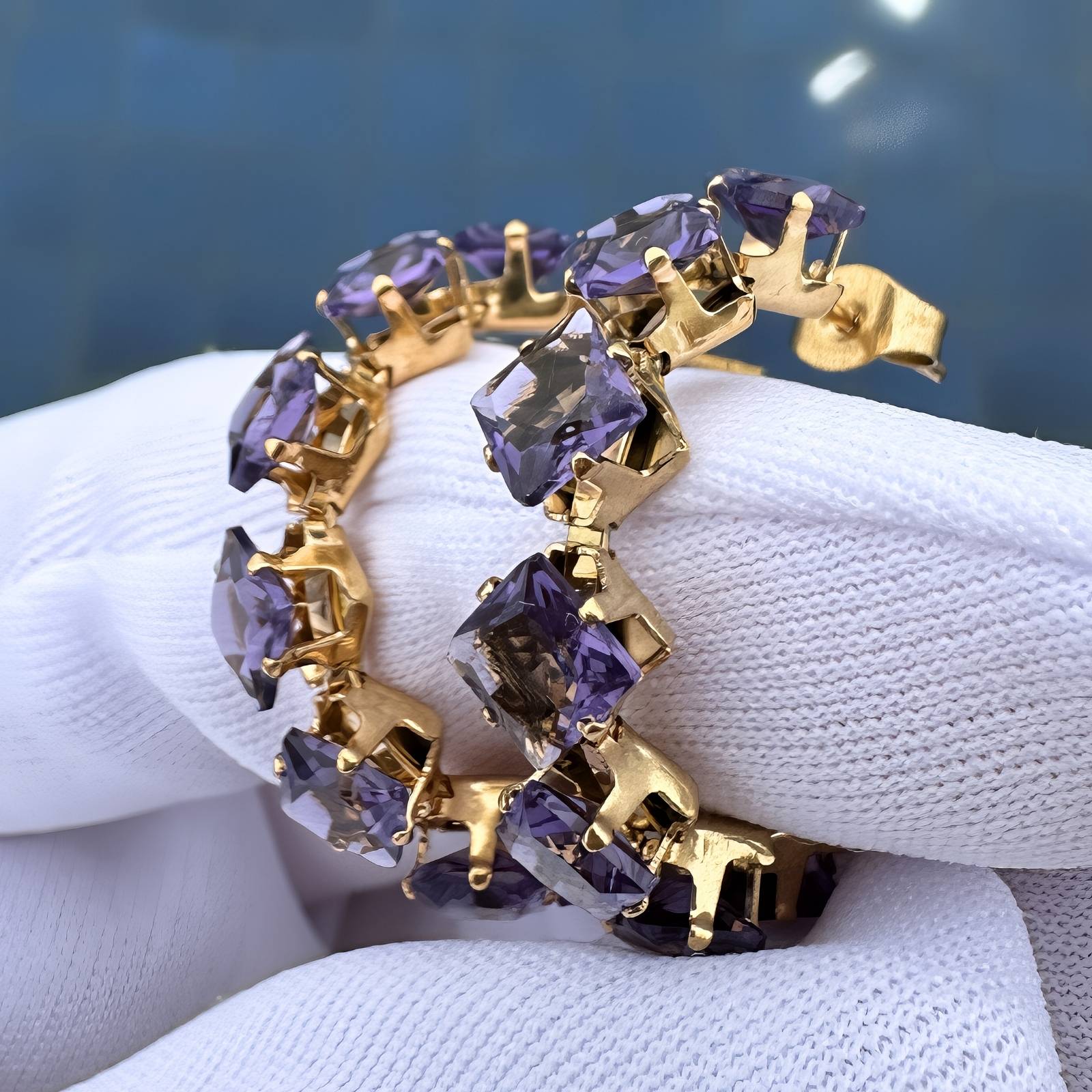 Lilac Sparkle Gold - Plated Hoop Earrings