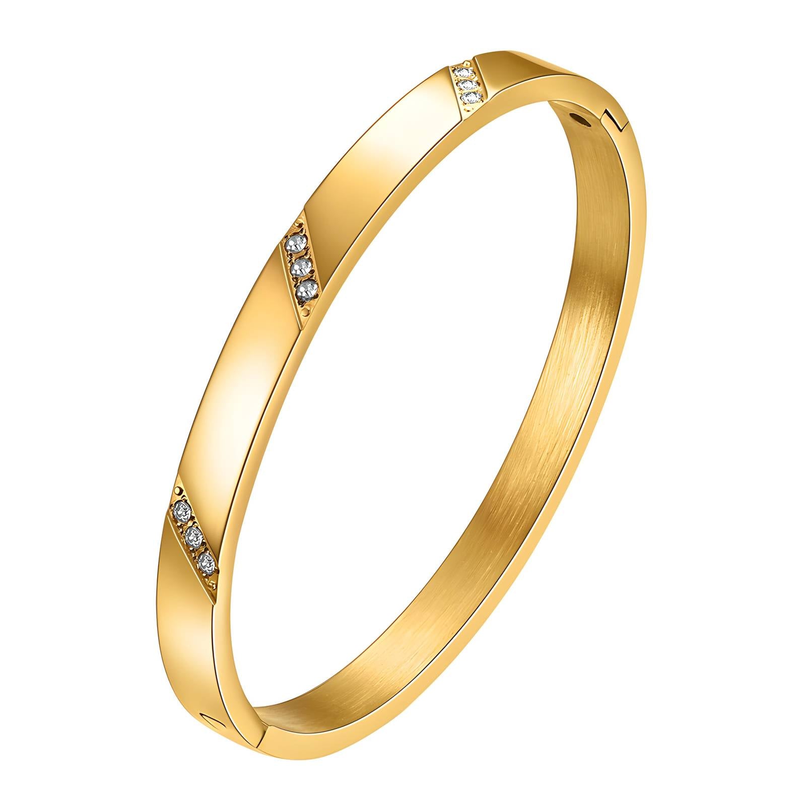 Gold-plated Bangle Zircon Crystal Accents Bracelet