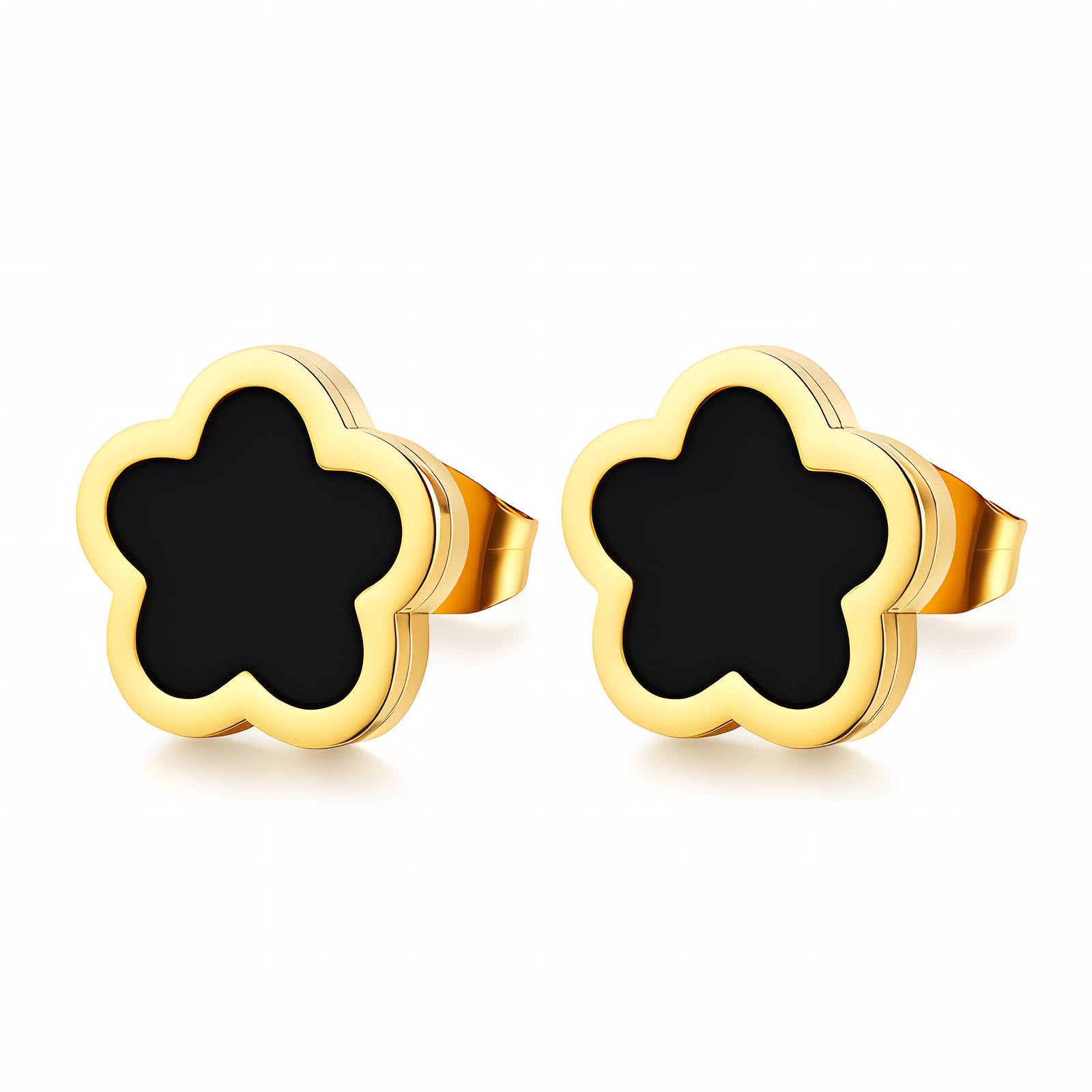 Flowers Earrings, 18K Gold Plated Steel