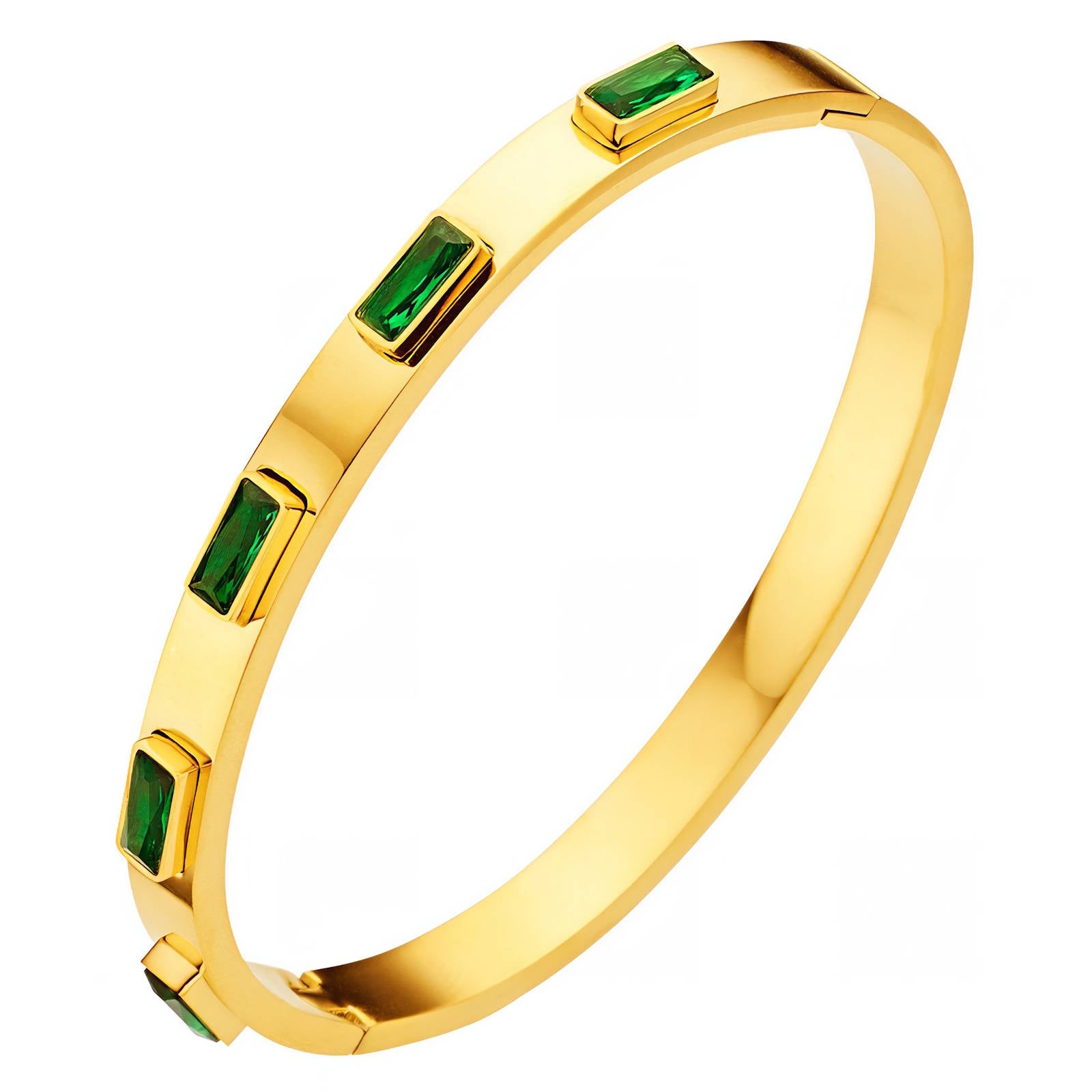 Green Emerald Baguette-Cut Bracelet