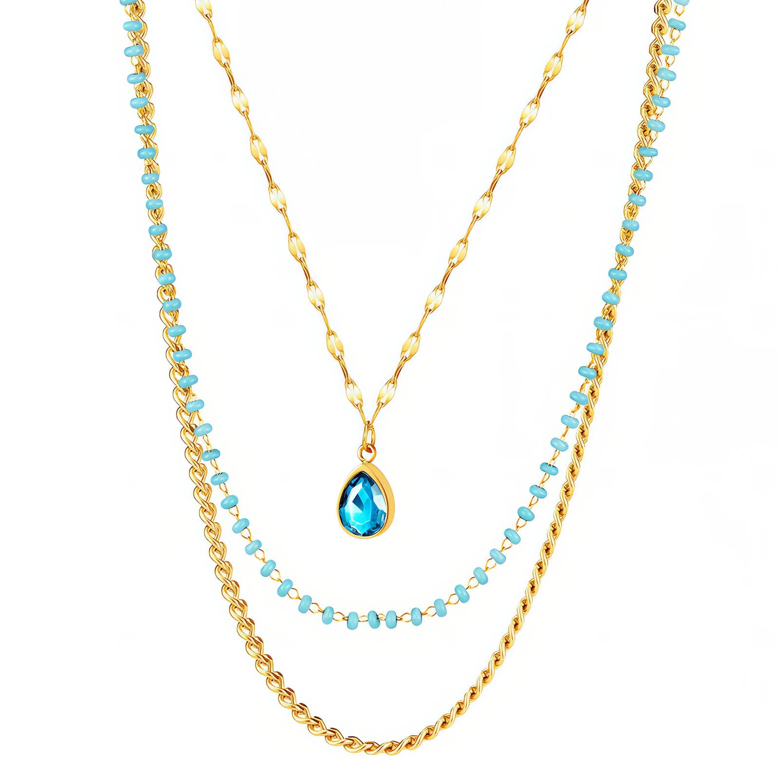 Beaded three-layered Necklace