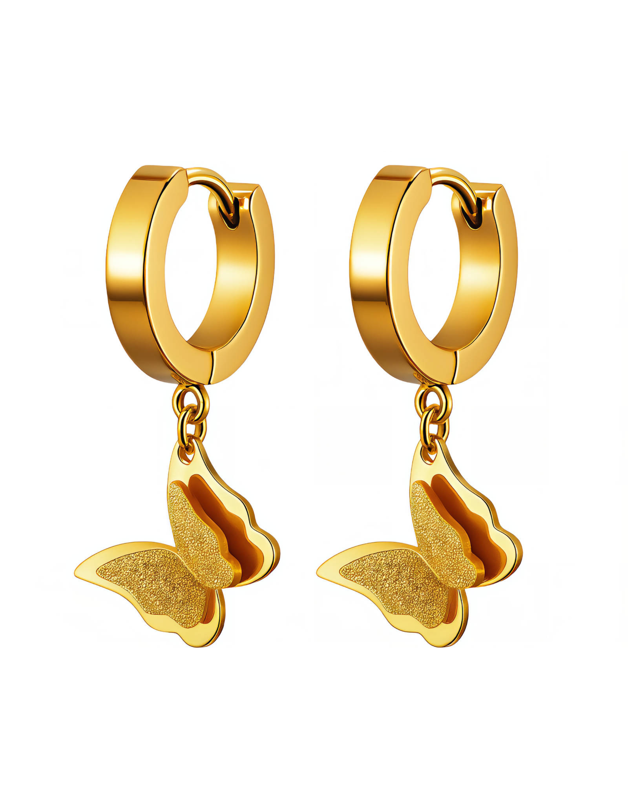 Butterflies Earrings 18K Gold Plated Steel