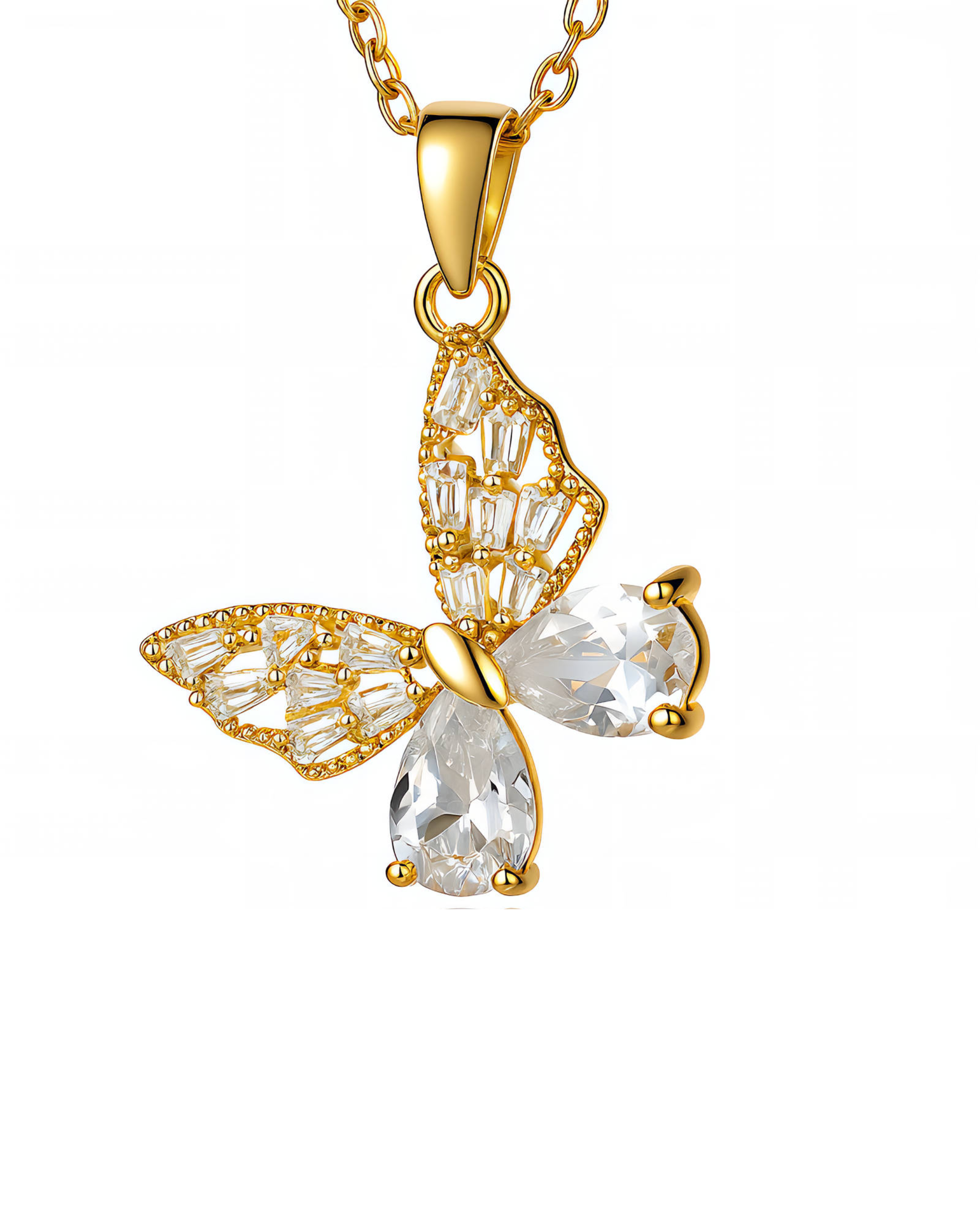 Butterfly Necklace, 18K Gold Plated Steel