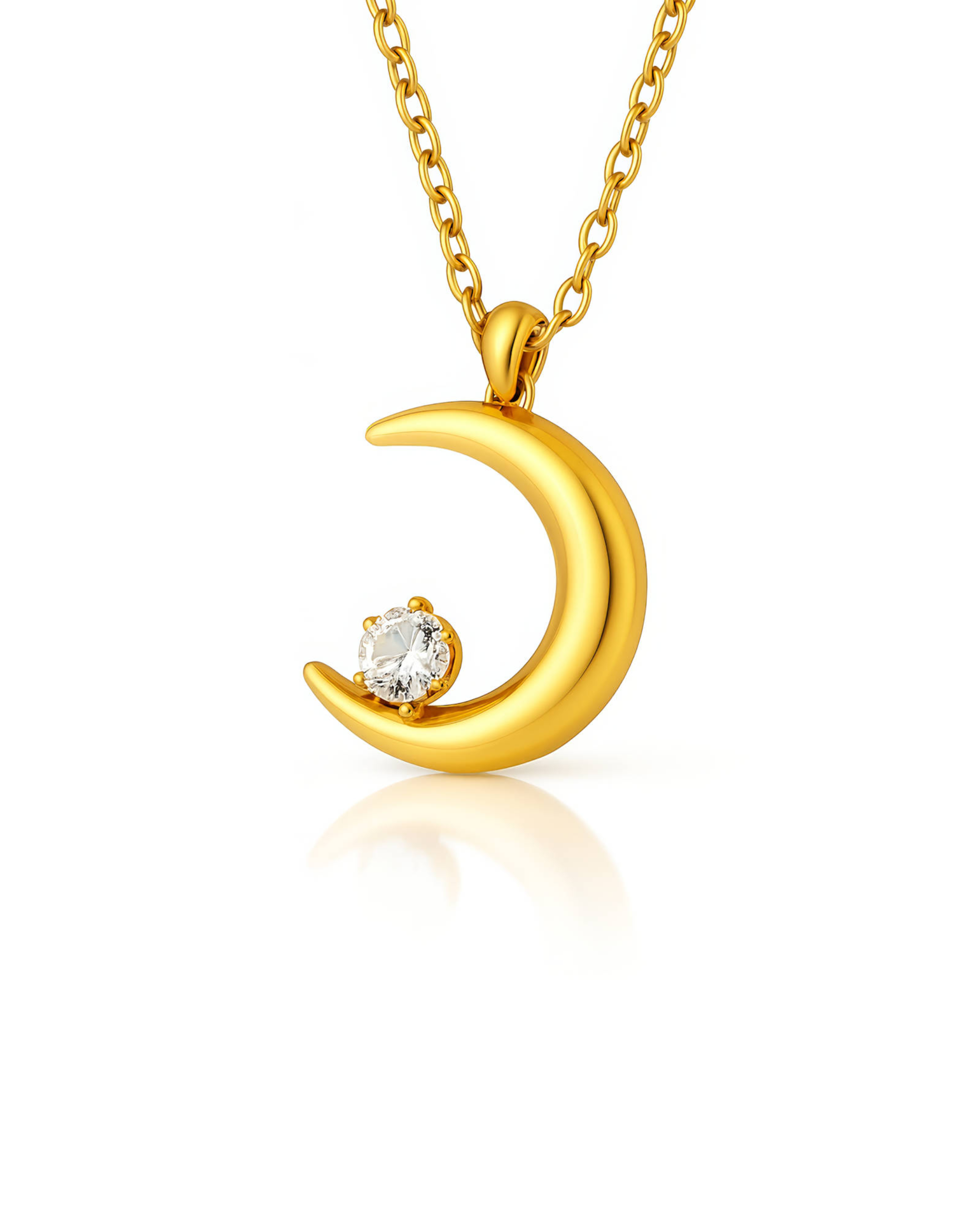 Crescent Necklace, 18K Gold Plated Steel