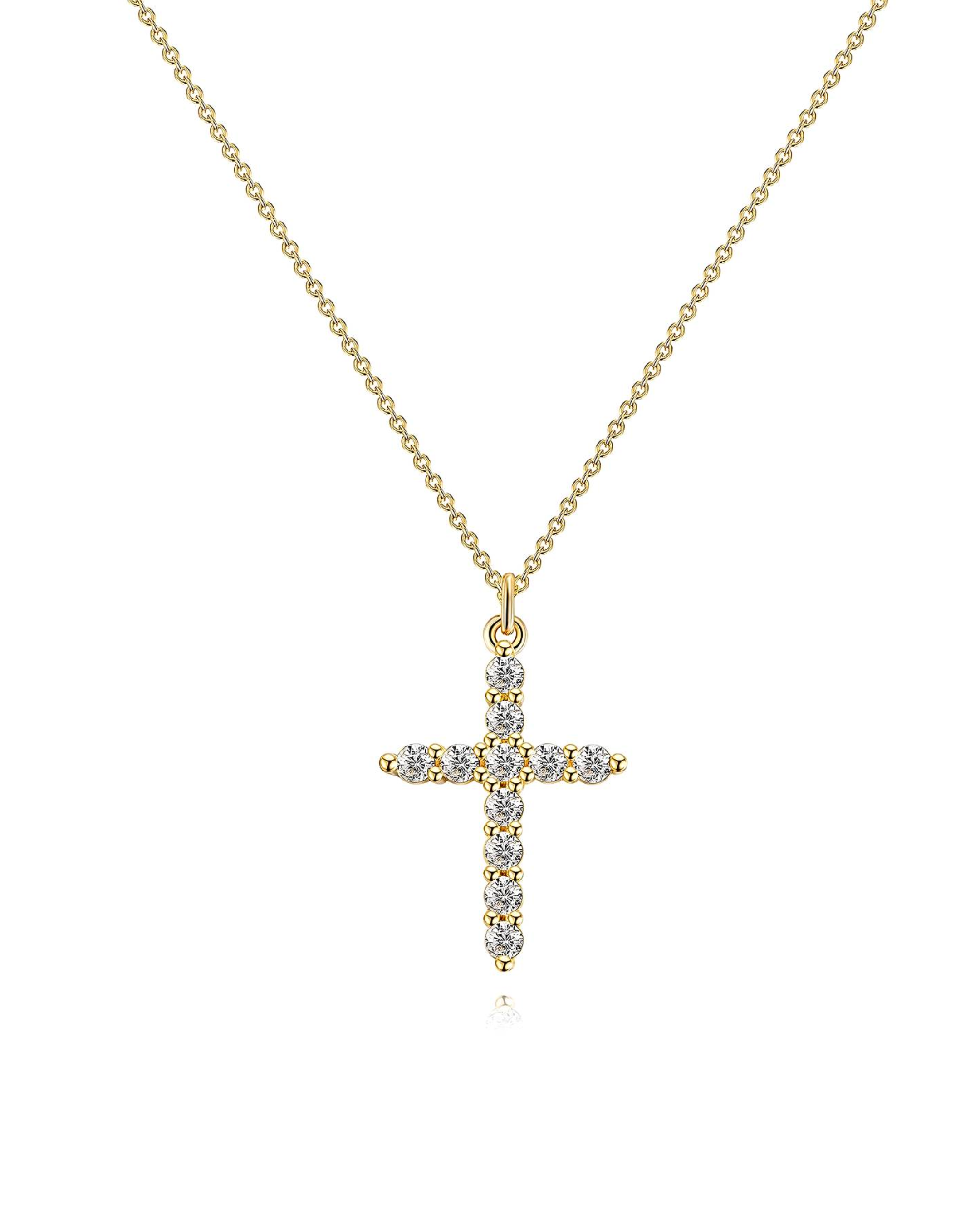 Cross Necklace, 18K Gold Plated Steel