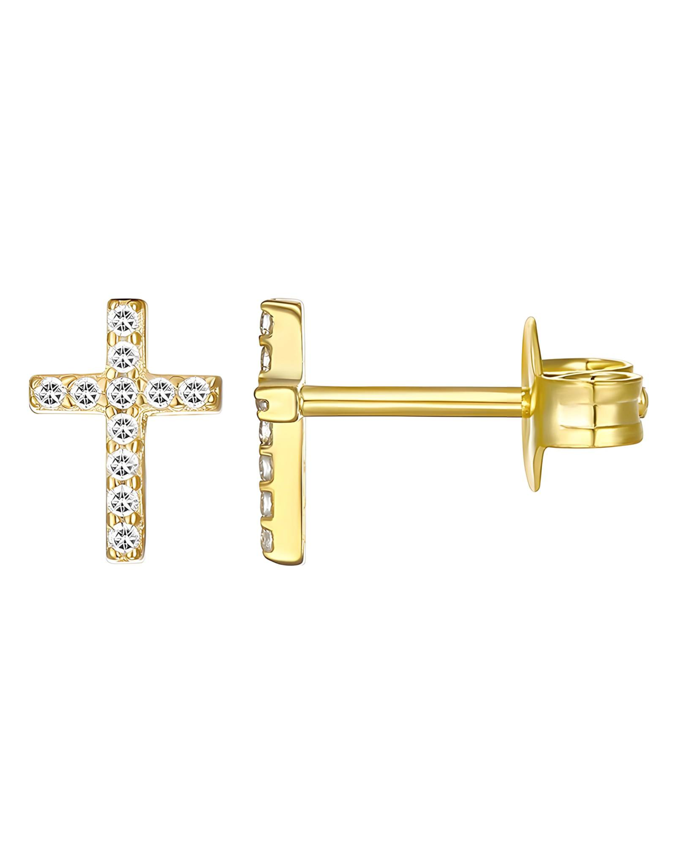 Crosses Earrings, 18K Gold Plated Steel