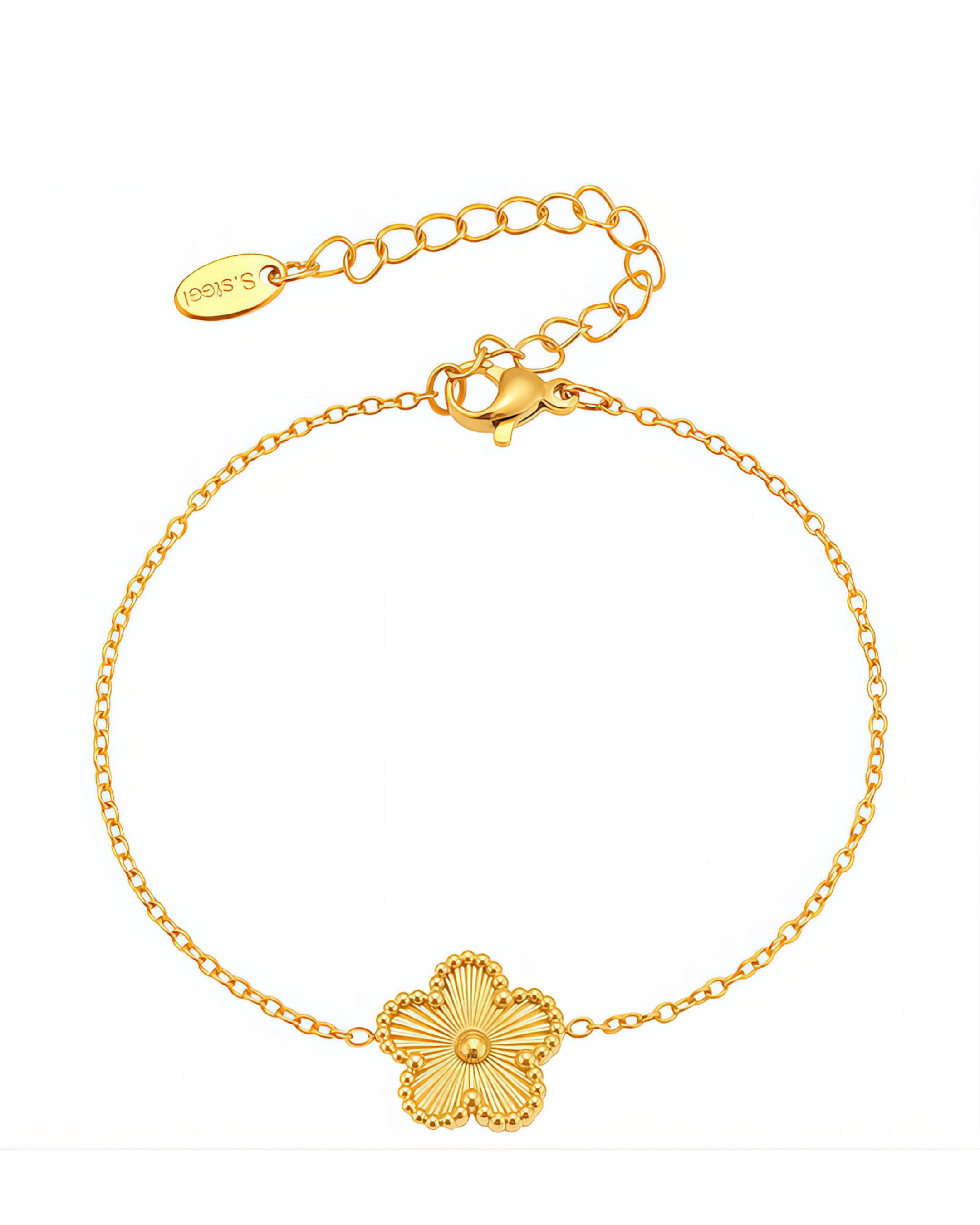 Flower Bracelet, 18K Gold Plated Steel