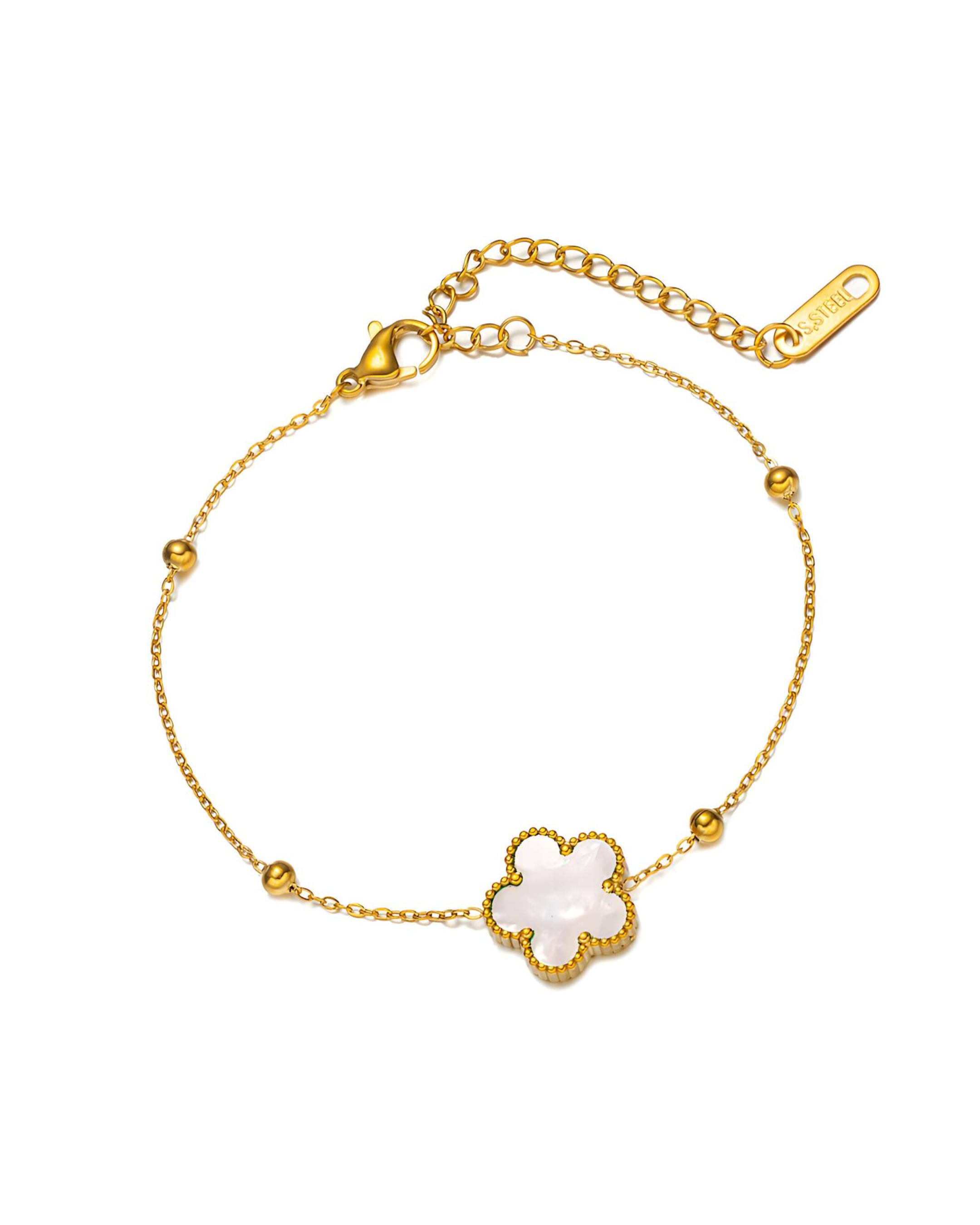 Flower Bracelet, 18K Gold Plated Steel