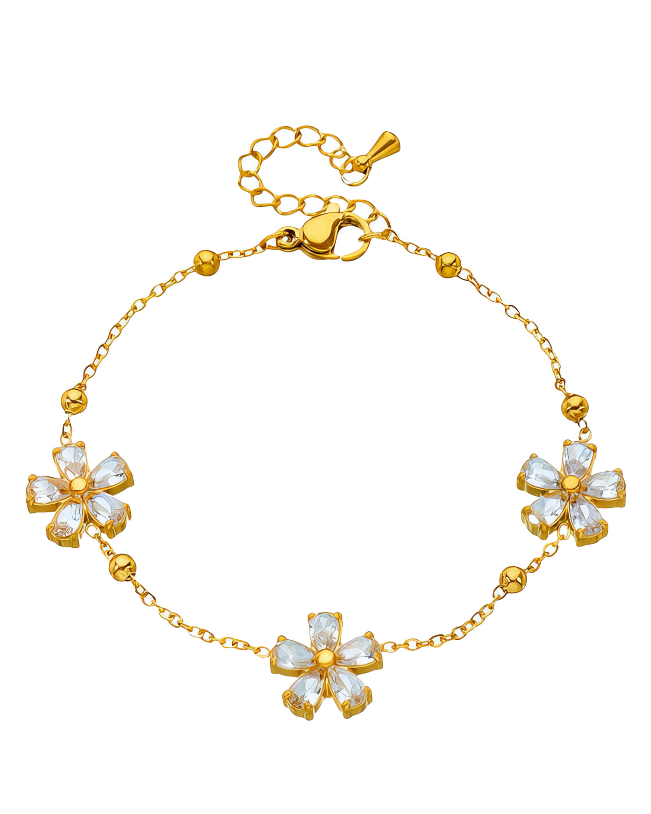Flower Meadow Bracelet, 18K Gold Plated Steel