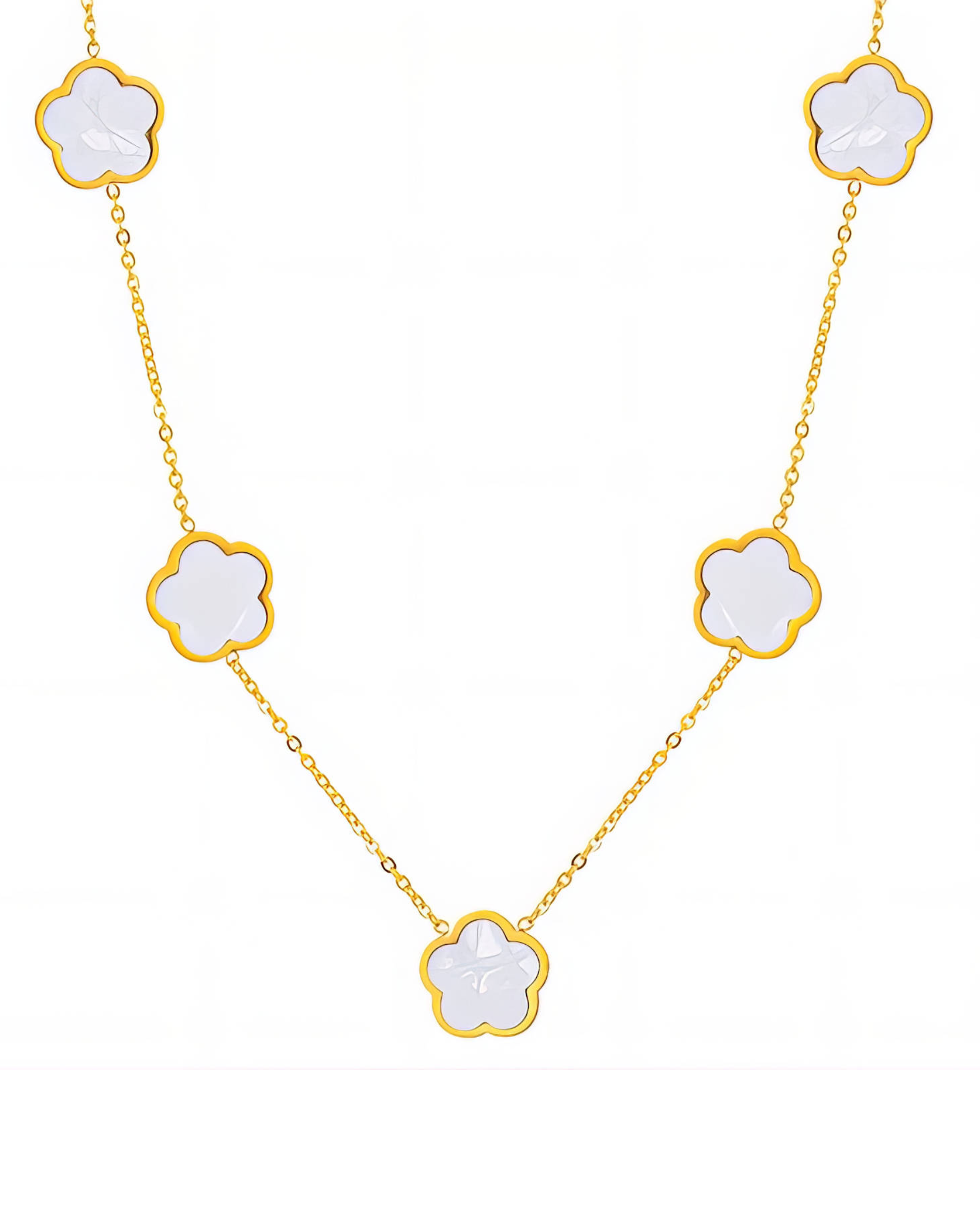 Flower Meadow Necklace, 18K Gold Plated Steel