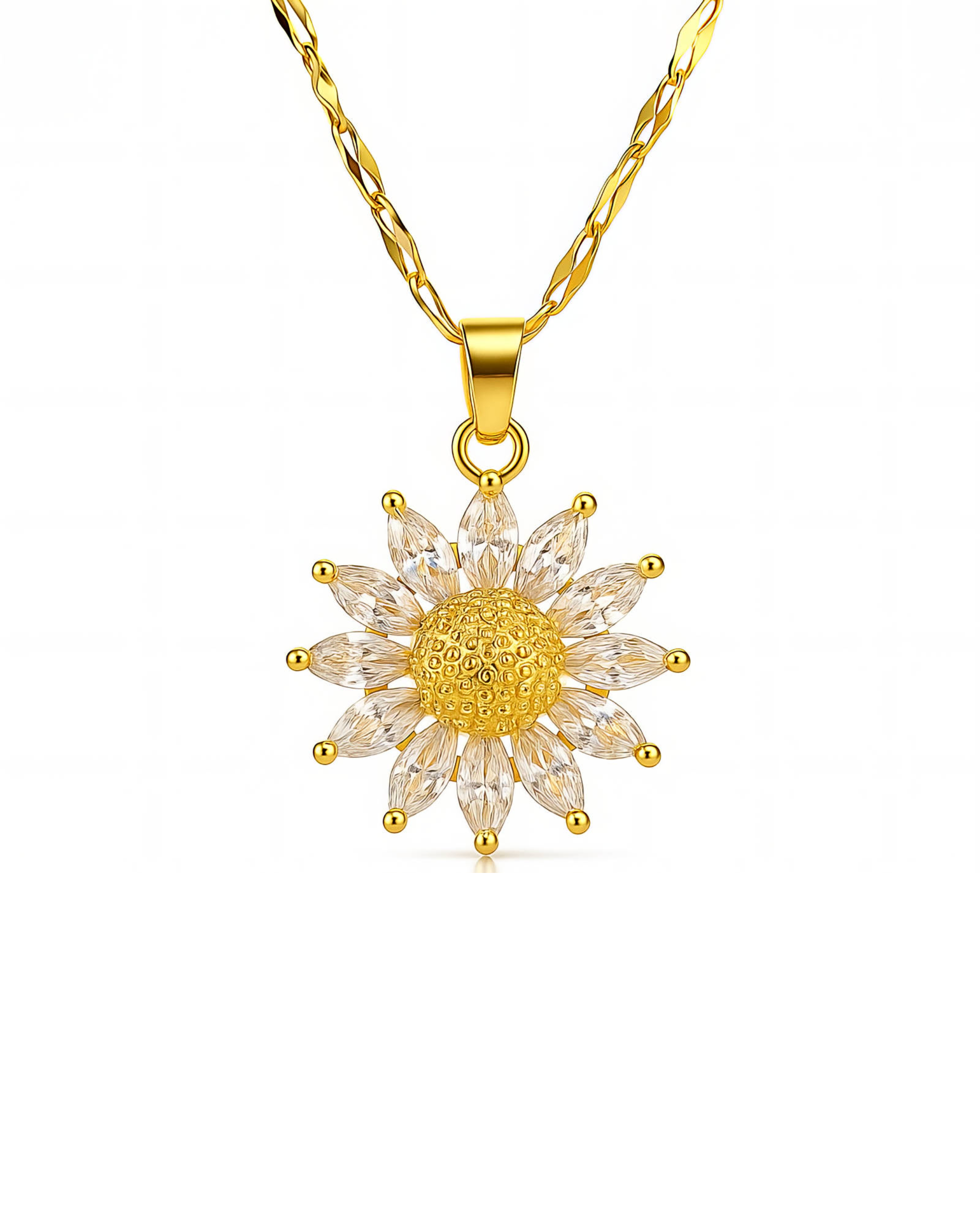 Flower Necklace, 18K Gold Plated Steel