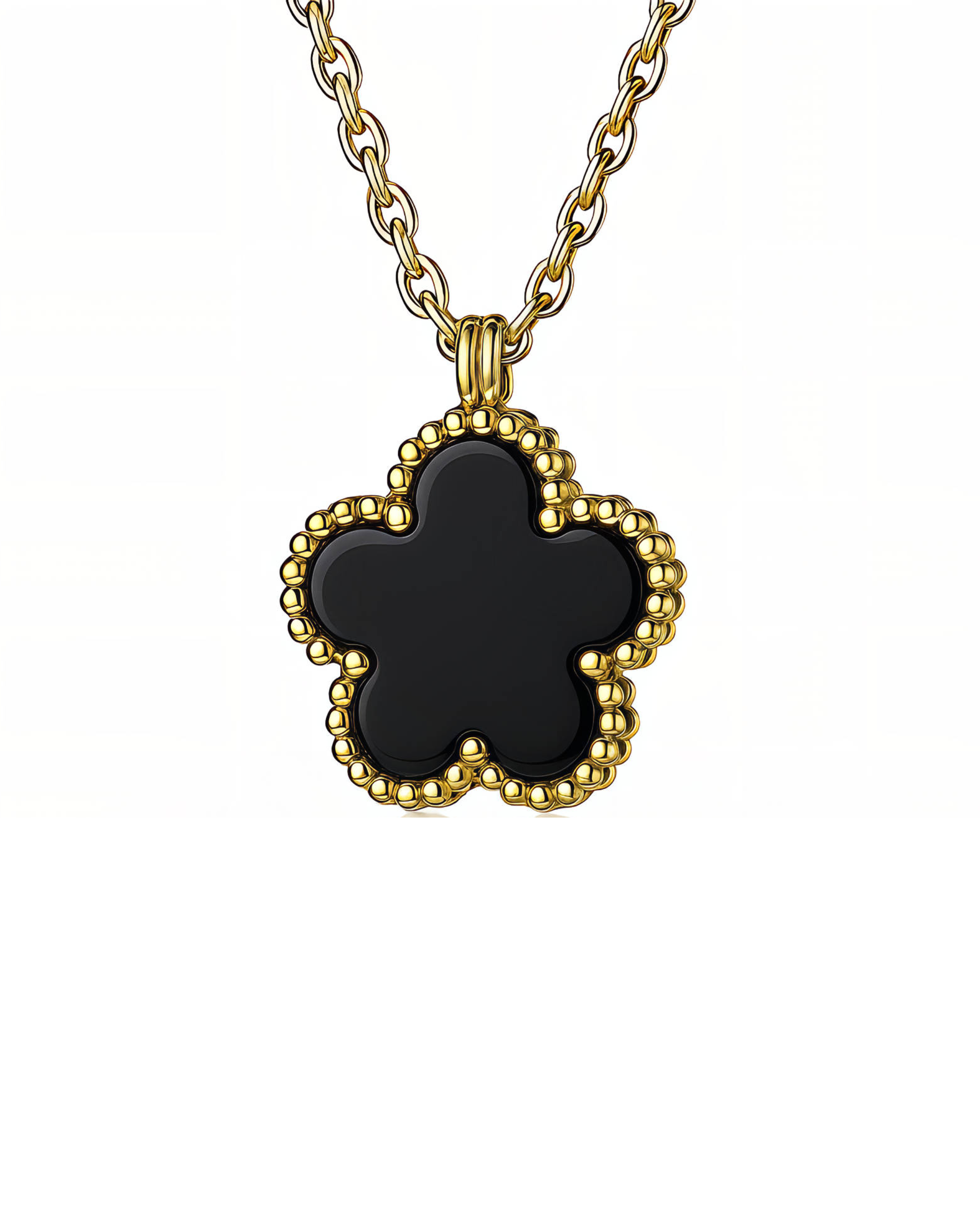 Flower Necklace, 18K Gold Plated Steel