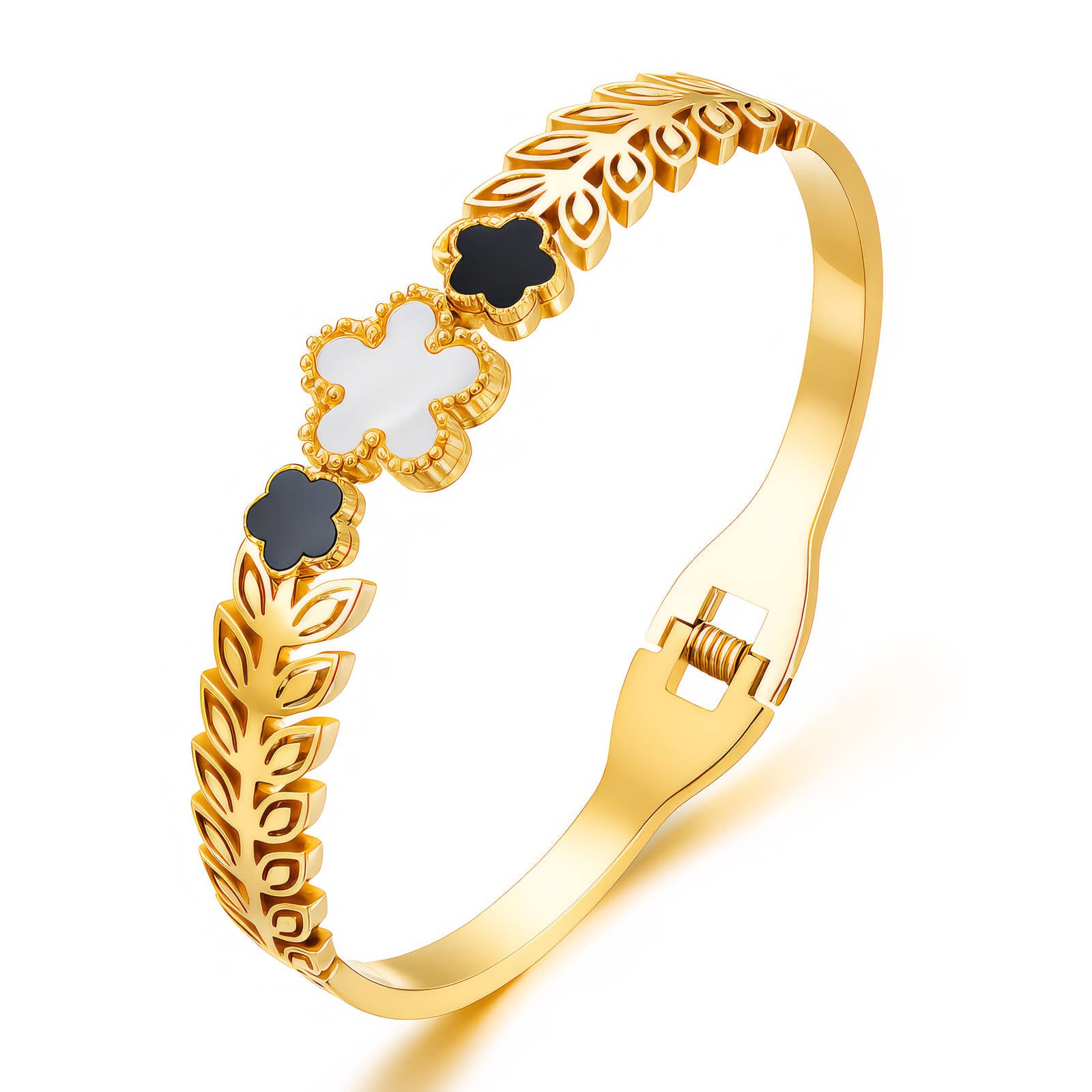 Flowers Bracelet, 18K Gold Plated Steel